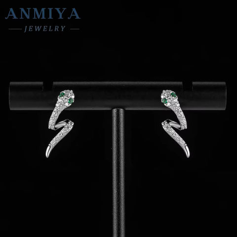 ANMIYA Fashion Jewelry Design Nice Snake Shape Silver 925 Stud Earrings for Men Women