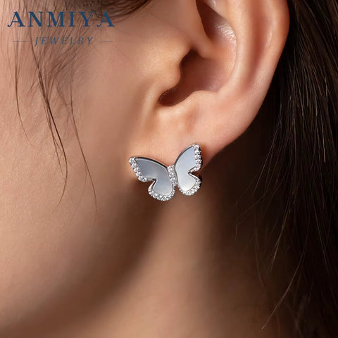 ANMIYA Fine Fashion Jewelry Zc Butterfly 925 Sterling Silver Sweet Girl Earrings