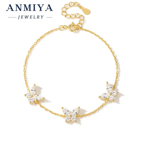 Luxury Silver Jewelry Zircon Butterfly Bracelet Premium Gift Box Silver Butterfly Bracelet