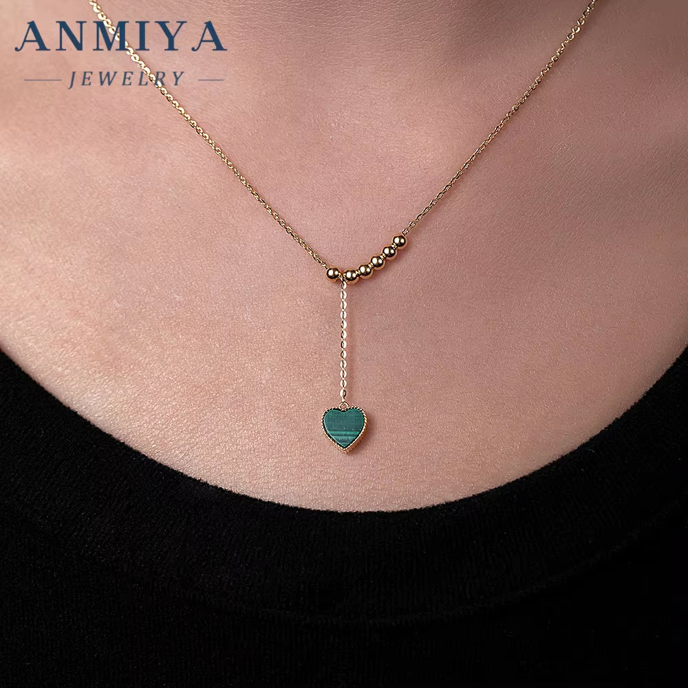 Elegant Silver Jewelry Collection: 925 Necklace with Stunning Malachite Gemstones - Perfect Gift for Her