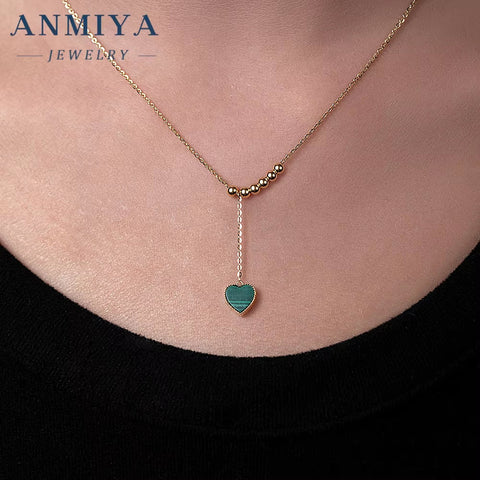 Elegant Silver Jewelry Collection: 925 Necklace with Stunning Malachite Gemstones - Perfect Gift for Her