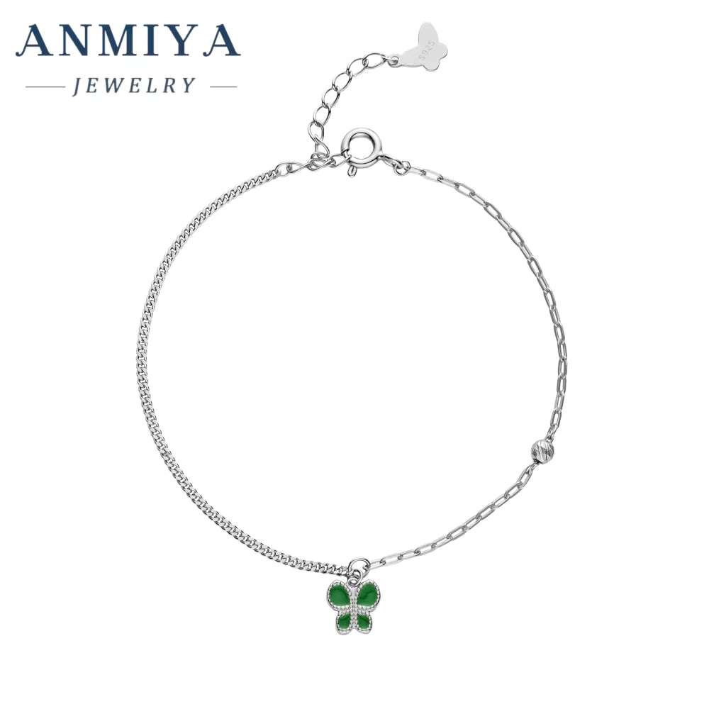 The New S925 Sterling Silver Butterfly Bracelet for Women Green Butterfly Luxury Hand Jewelry