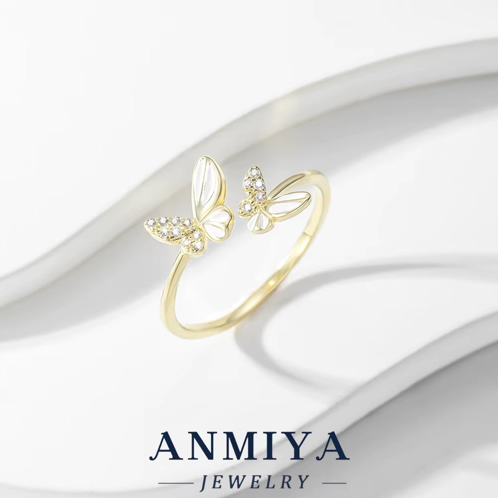 Wholesale Butterfly 925 Silver Open Cuff Ring Elegant Adjustable Women'S Fashion Jewelry Available for Daily Wear