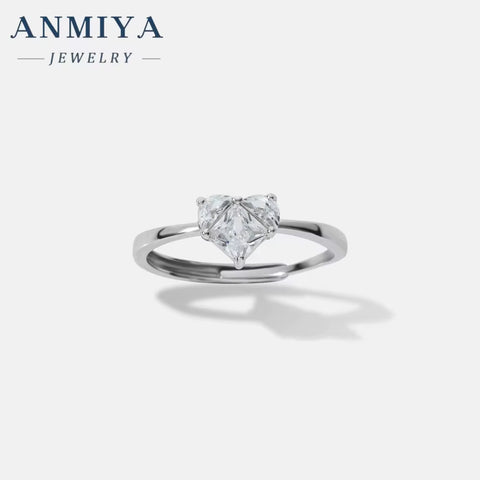 ANMIYA Wholesale 925 Silver Zircon Engagement Eternity Rings Women 925 Silver Diamond Emerald Radiant Oval Cut Ring