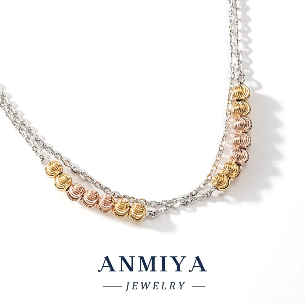 925 Silver Jewelry Layered Clover Bracelet Rose Gold Bead Accents Elegant Mature Style for Luxury Women Jewelry