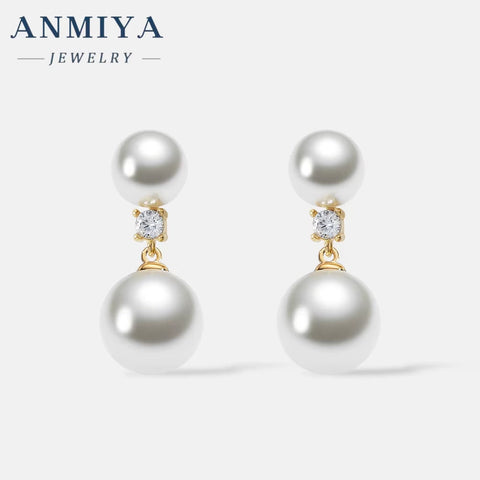 2024 Korean Hypoallergenic Earrings Back Hanging Double Pearl Stud Earrings Fashion Jewelry Pearl Drop Earrings for Teen Girls