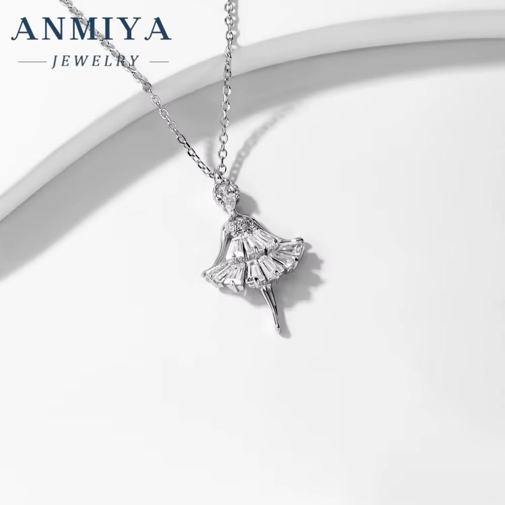 Wholesale New Tide 925 Sterling Silver Elf Pendant Chain Zircon Angel Little Girl Necklace for Women Fashion