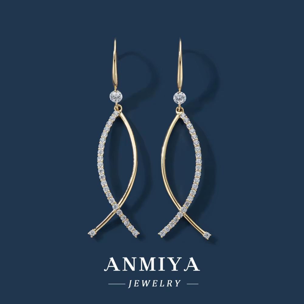 ANMIYA Statement Fashion Hypoallergenic New Tide 925 Sterling Silver Hook Earrings Cross Style Earrings