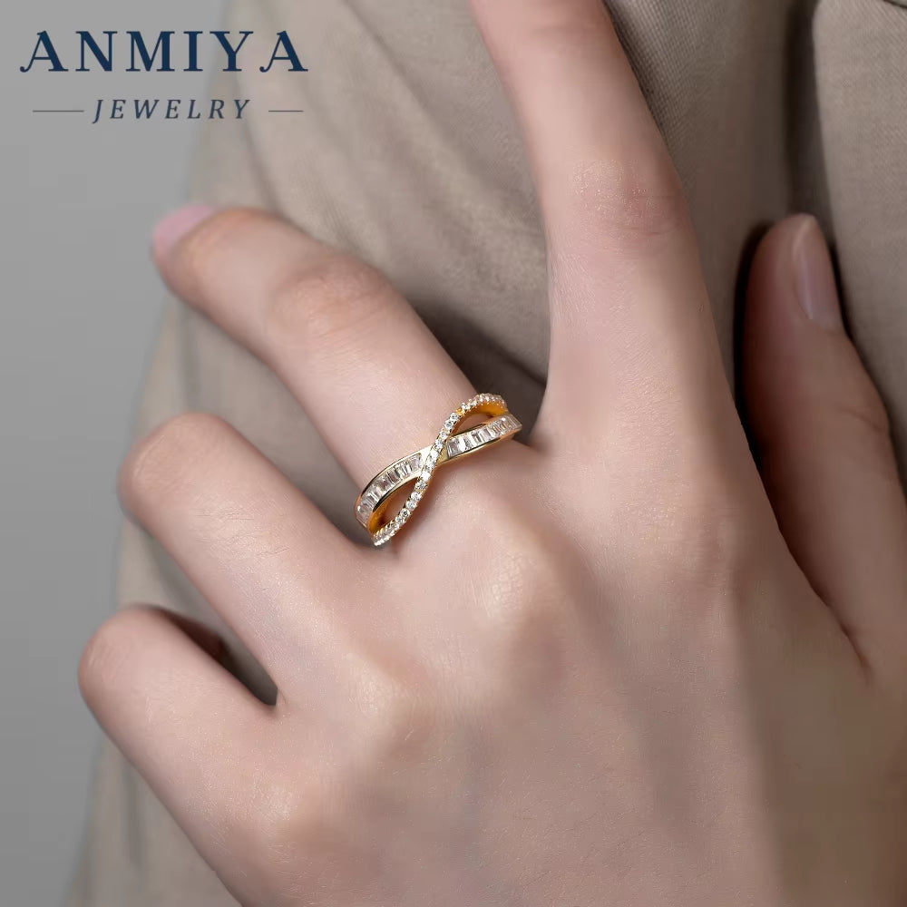 Mobius Strip Themed Silver Jewelry Ring with Assorted Shape Zircons Unique Design Fashion Accessory