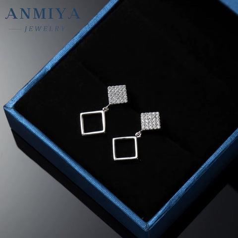 2024 Exquisite Simple 925 Rhomboid Shape Geometry Irregularity Stylish Zircon Earrings for Women