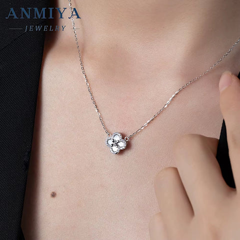 Dainty Shell Clover Charm Necklace 925 Silver Jewelry Fashion Necklaces for Women