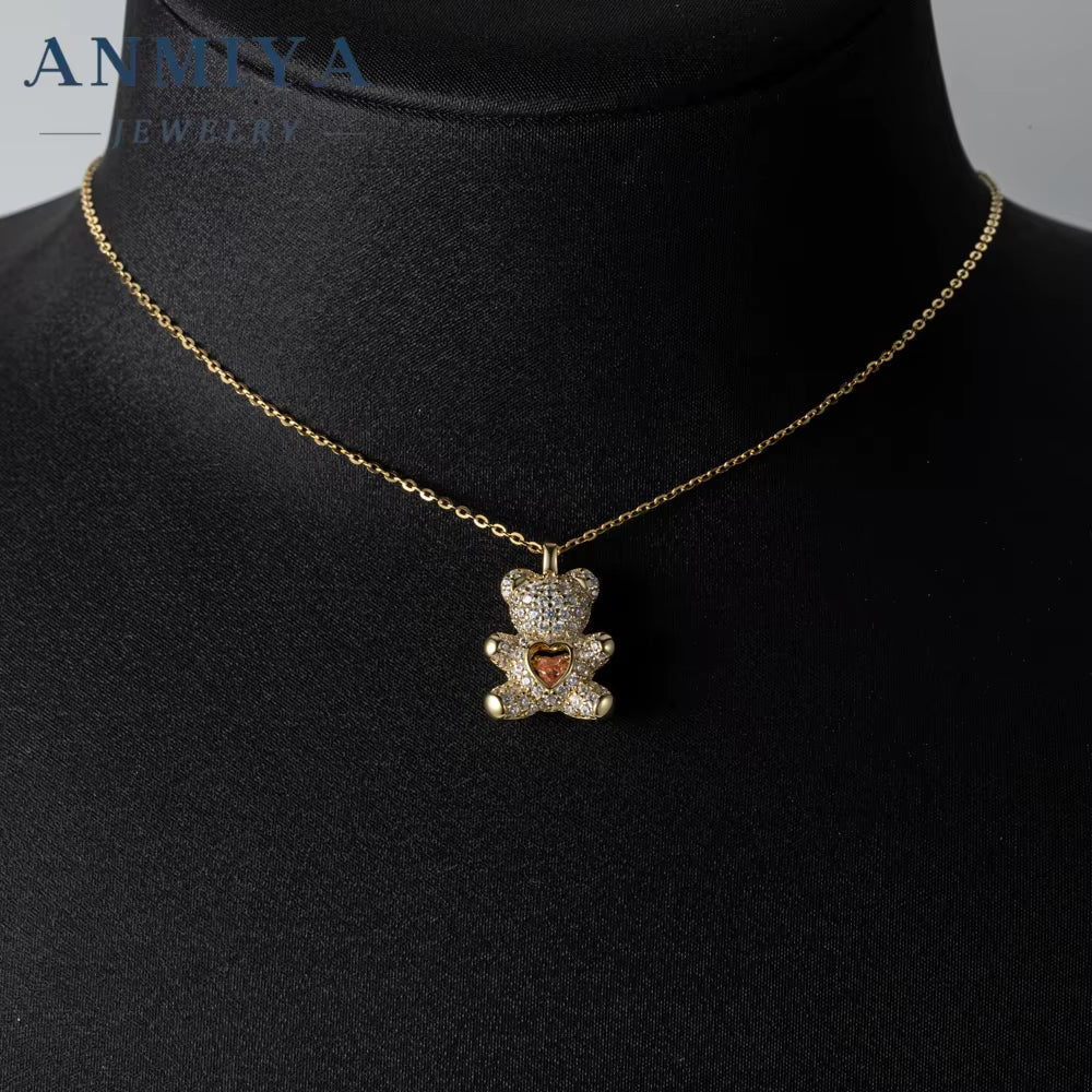 Bear Necklace Teddy Bear 18K Gold Plated Bear Pendant Necklace Jewelry Gift Necklace for Women