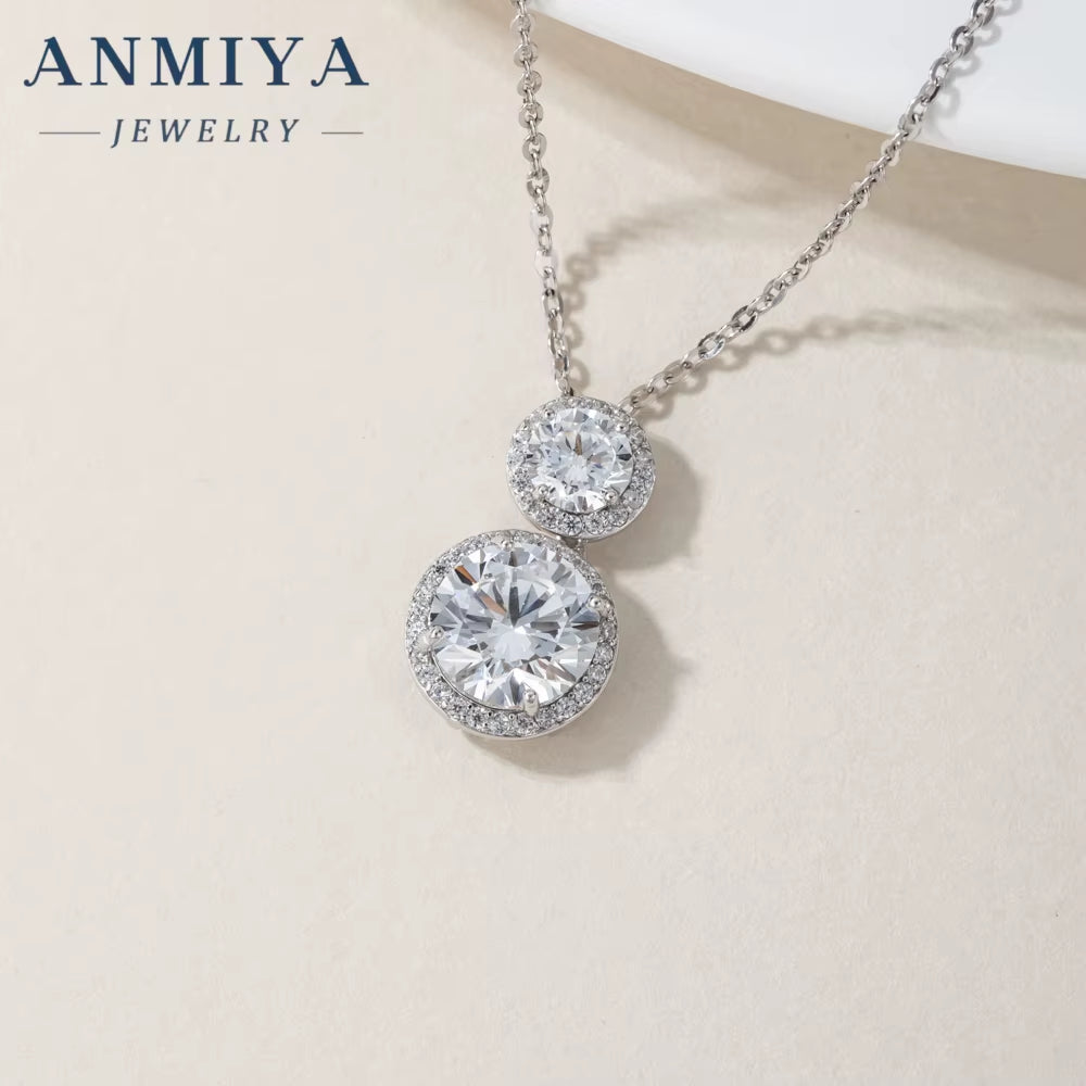 Glaring Fashion Jewelry Earrings Double round Zircon Set Lab Diamond Jewelry Earrings and Necklace for Women