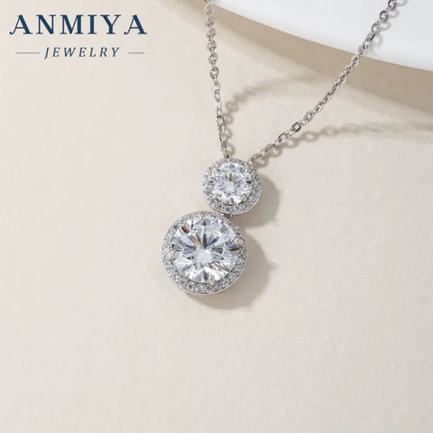 Glaring Fashion Jewelry Earrings Double round Zircon Set Lab Diamond Jewelry Earrings and Necklace for Women