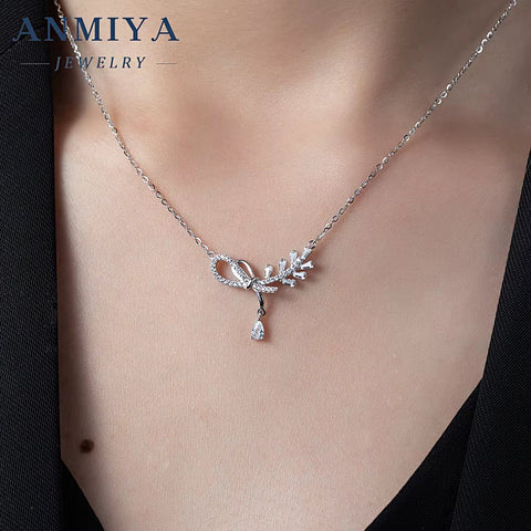New Design Fashion Chains Necklaces Diamond 925 Silver CZ Stone Necklace for Women