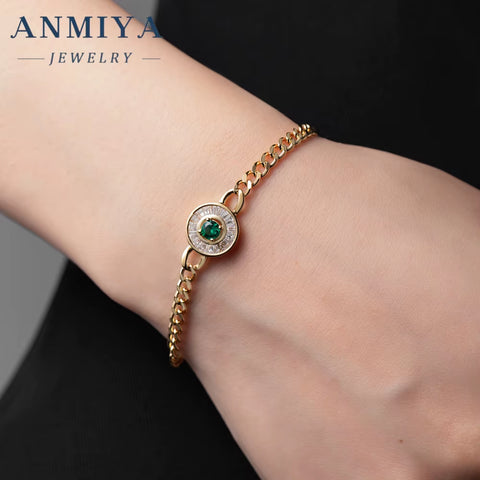 Fine Jewelry Women and Unisex 14K 18K Gold Zircon Bracelet Trendy Gold with 925 Sterling Silver Bracelet for Gift
