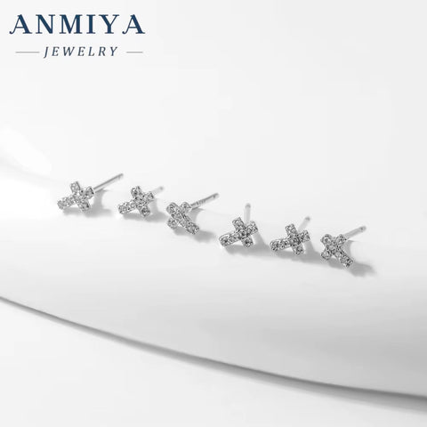2024 Newest Style Color Zirconia Cross Sterling Silver 925 Jewellery Stud Earrings Set for Women Jewelry Accessories