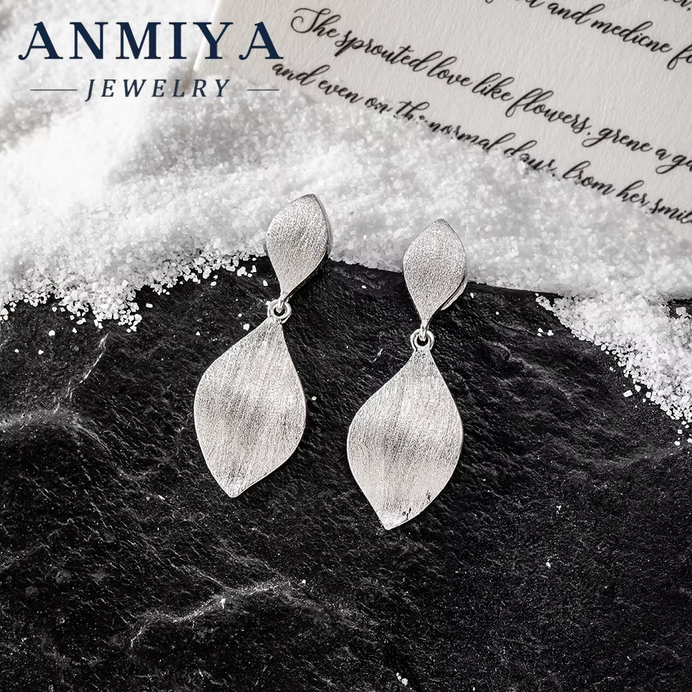 ANMIYA 925 Sterling Silver 14K Gold Plated Fashionable Leaf Stud Earrings Waterproof Anti-Allergy Earring for Party & Gift