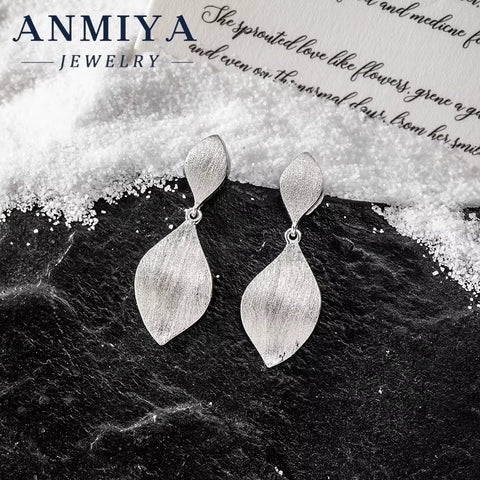 ANMIYA 925 Sterling Silver 14K Gold Plated Fashionable Leaf Stud Earrings Waterproof Anti-Allergy Earring for Party & Gift
