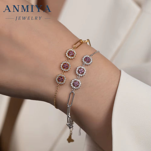 Fashion Jewelry Four Leaf Grass Bracelet 925 Sterling Silver Plated18K Gold Hollow Purple Women'S Four Clover Charm Bracelet