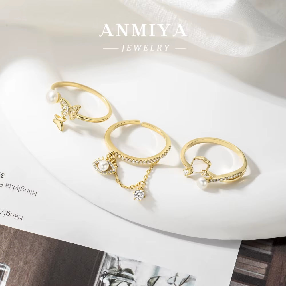 Fashion Design 925 Sterling Silver Evil of Eye Ring Open Adjustable Butterfly Finger Ring Engagement Rings for Women