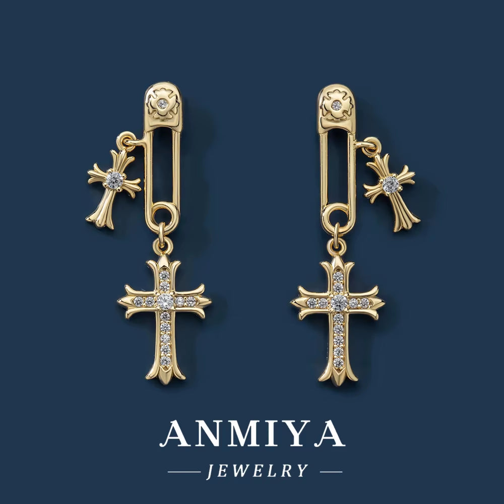Fashion 925 Silver Dangle Earrings Paper Clip Christian Jewelry Gothic Cross Christian Jewelry Jesus Pendant Stud Earrings