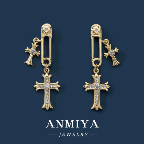 Fashion 925 Silver Dangle Earrings Paper Clip Christian Jewelry Gothic Cross Christian Jewelry Jesus Pendant Stud Earrings