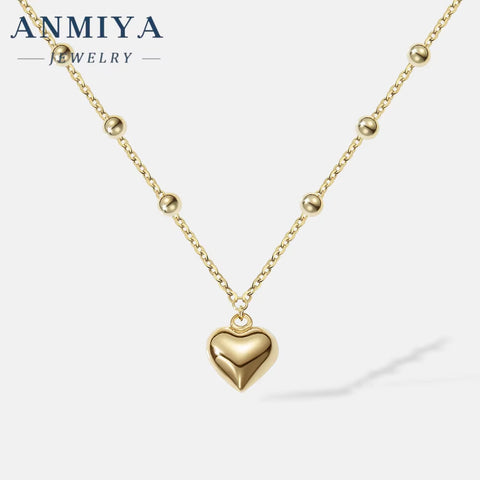 Fashionable Heart Pendant Necklace 925 Sterling Silver Choker with 18K Gold Plated Jewelry Heart Necklace for Women
