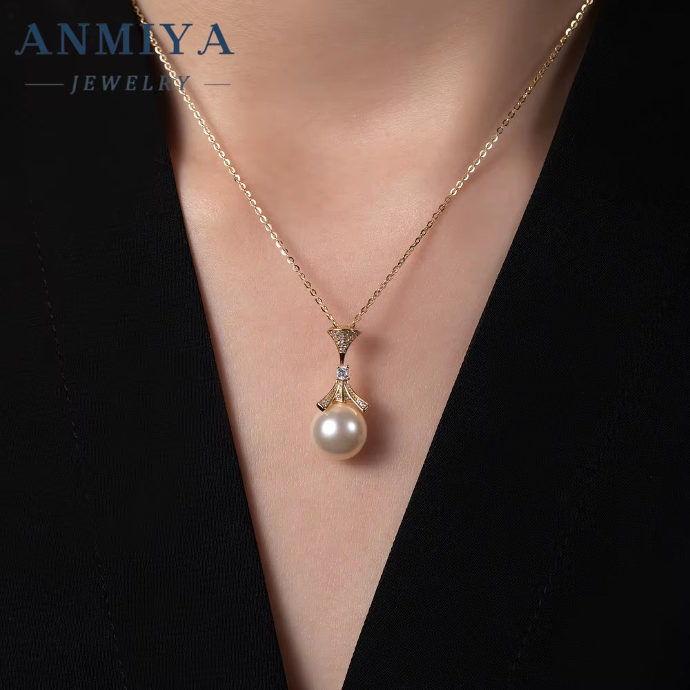 ANMIYA 925 Sterling Silver Pendant Luxury Unisex Trendy Jewelry Custom Necklace with Zircon Pearls for Couples Women