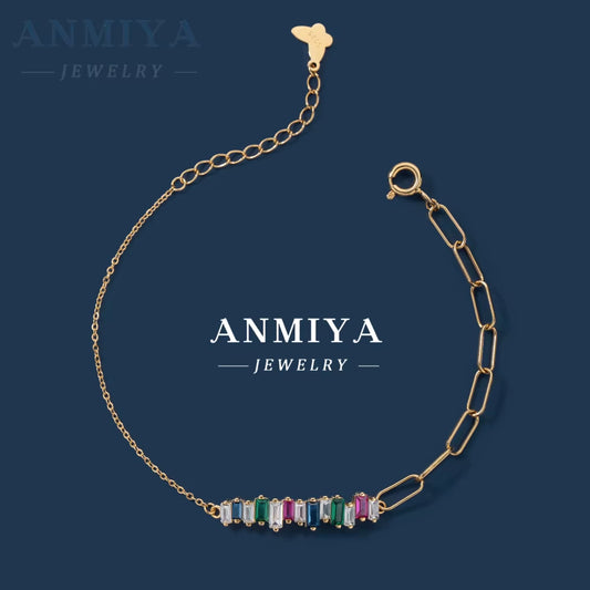 New Luxury Cubic Zircon Full Diamond Bracelet 925 Silver Jewelry Waterproof 18K Gold Plated Colorful Tennis Chain Bracelet