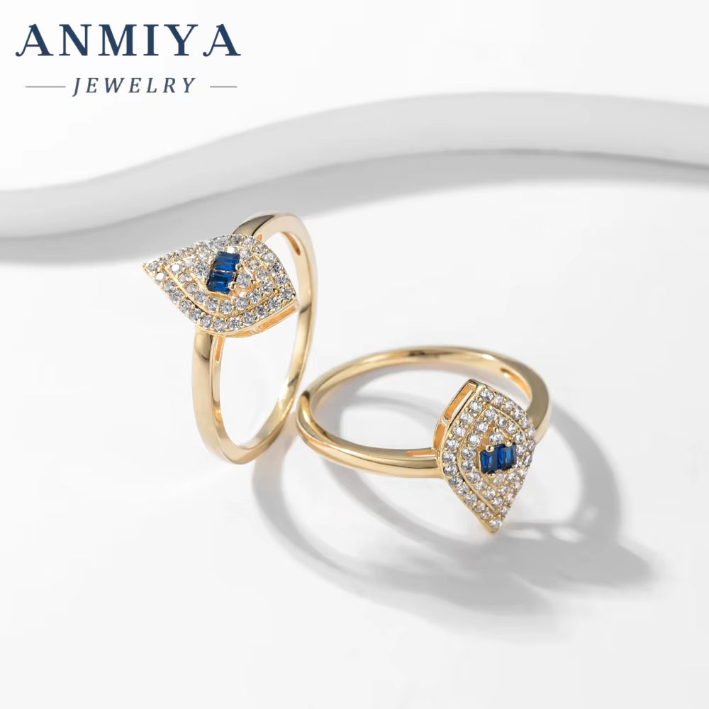 High Quality Classic Devil'S Eye Rings Blue Eye Zircon 18K Gold 925 Silver Fashion Custom Engagement Ring for Women Girls