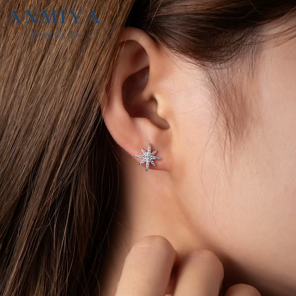 Manufacturer Female Earrings Octagram 925 Silver Classic Vintage Piercing Simple Earrings
