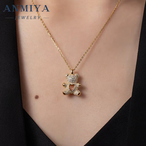 Bear Necklace Teddy Bear 18K Gold Plated Bear Pendant Necklace Jewelry Gift Necklace for Women