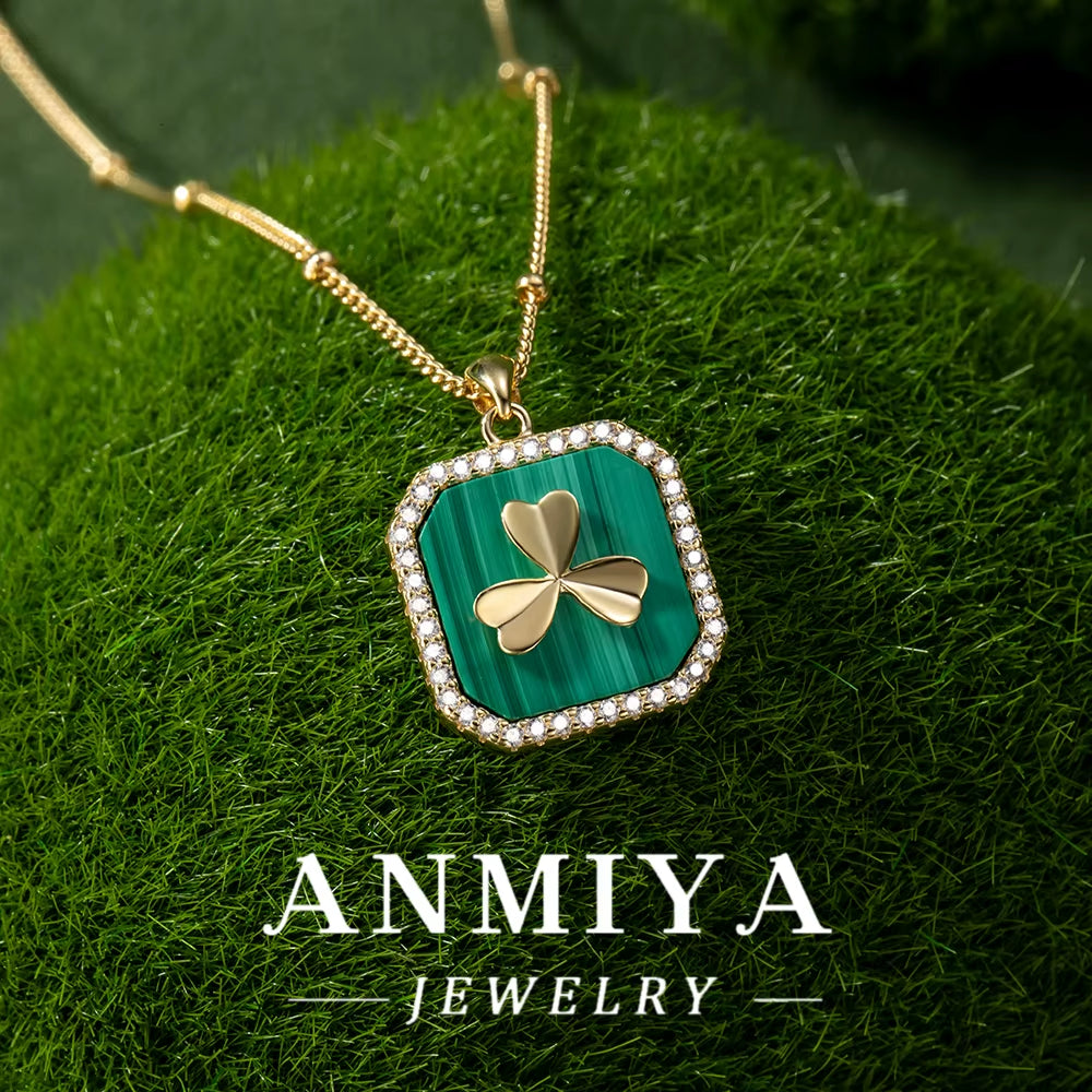 925 Sterling Silver Jewelry Set with Malachite Gemstone | Delicate Silver Necklace for Women | Handcrafted Green Stone Pendant