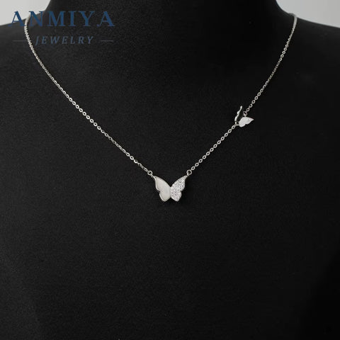 Factory Wholesale New Luxury Single Chain 925 Sterling Silver Fine Double Butterfly Jewelry Necklaces