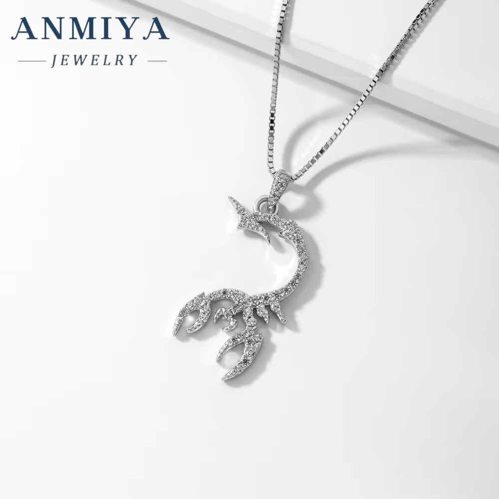 ANMIYA Punk Rock Scorpion King Pendant Animal Jewelry Cool 925 Silver Scorpio Men'S Boy'S Scorpion Pendant Necklace