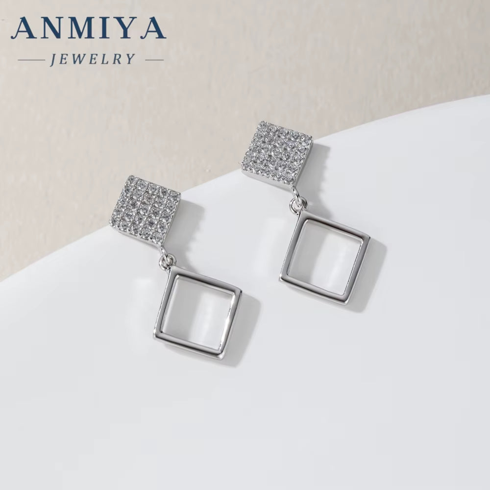 2024 Exquisite Simple 925 Rhomboid Shape Geometry Irregularity Stylish Zircon Earrings for Women