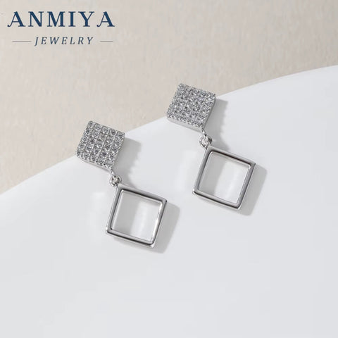 2024 Exquisite Simple 925 Rhomboid Shape Geometry Irregularity Stylish Zircon Earrings for Women
