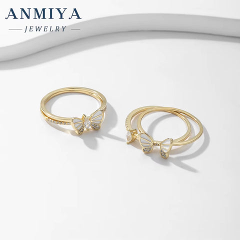 Glaring Anniversary Gift Double Layer Butterfly Removable Rings Beat Gift for Wedding Rings Couple Set