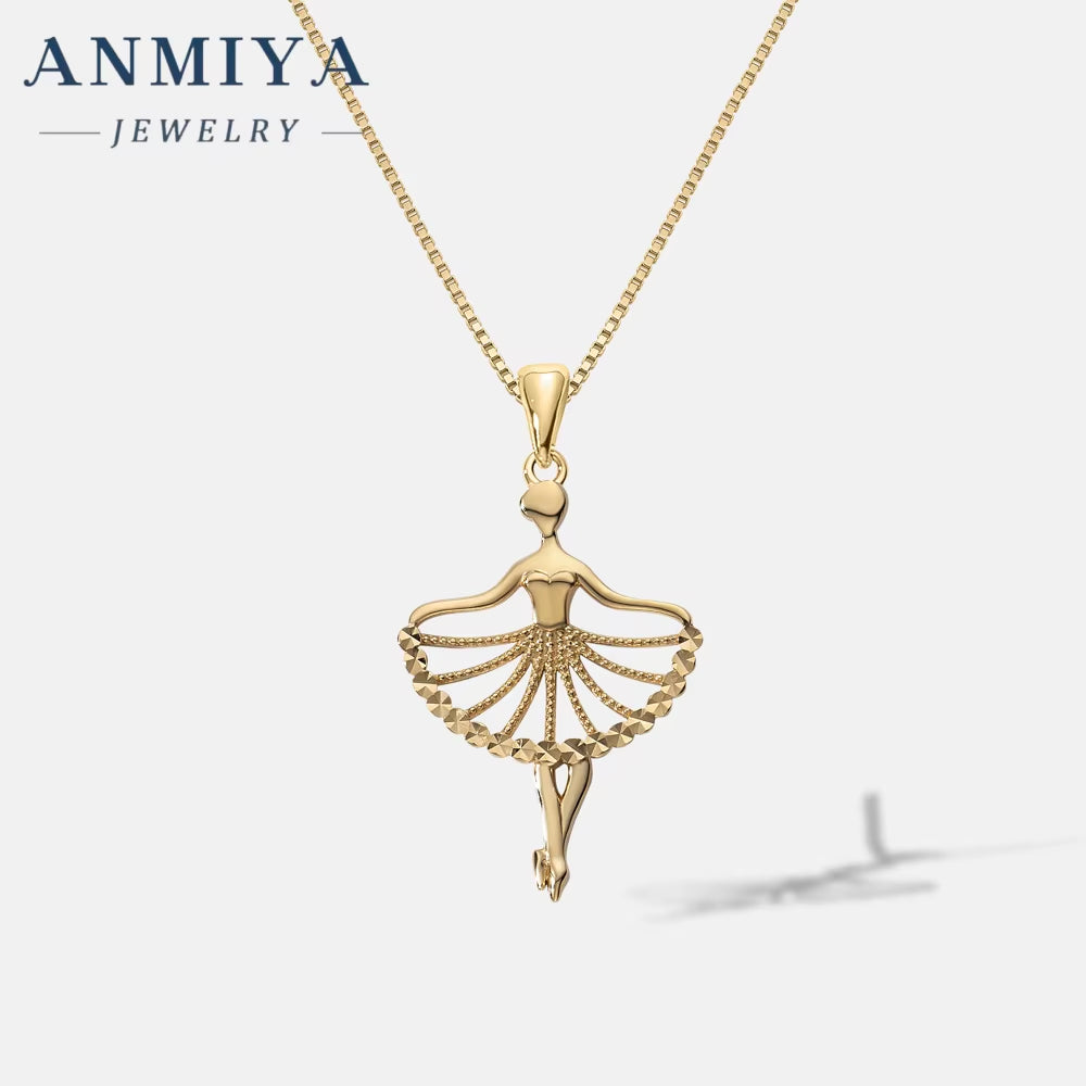 ANMIYA Royal Elegance Ballerina Pendant Necklace 18K Gold Plated Trendy Jewelry Necklace Weddings Parties Engagements