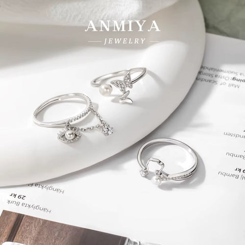 Fashion Design 925 Sterling Silver Evil of Eye Ring Open Adjustable Butterfly Finger Ring Engagement Rings for Women