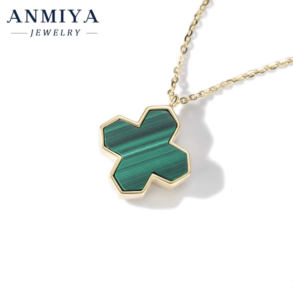 Silver Jewelry Collection: 925 Sterling Silver Malachite Necklace, Crafted for Elegance