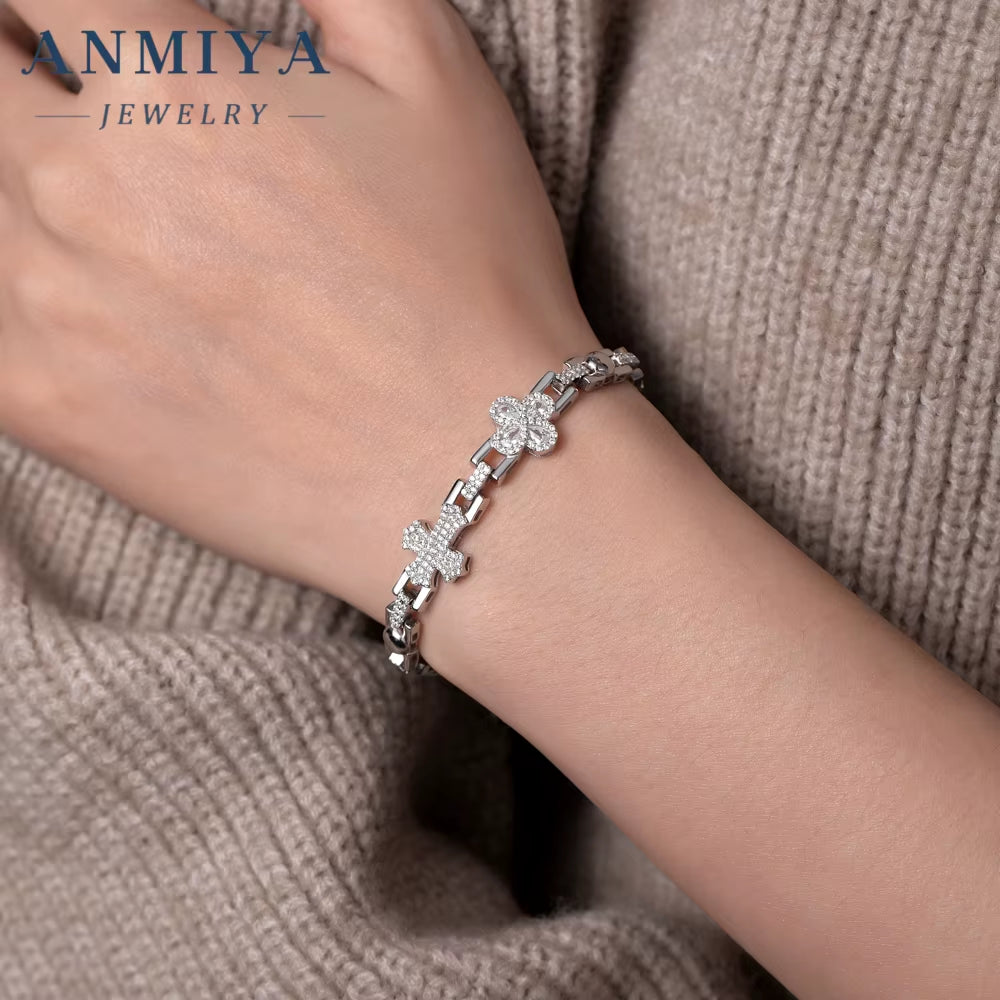 Waterproof Silver Jewelry Swimming Clover Bracelet Beach Vacation Proof Silver Clover Bracelet