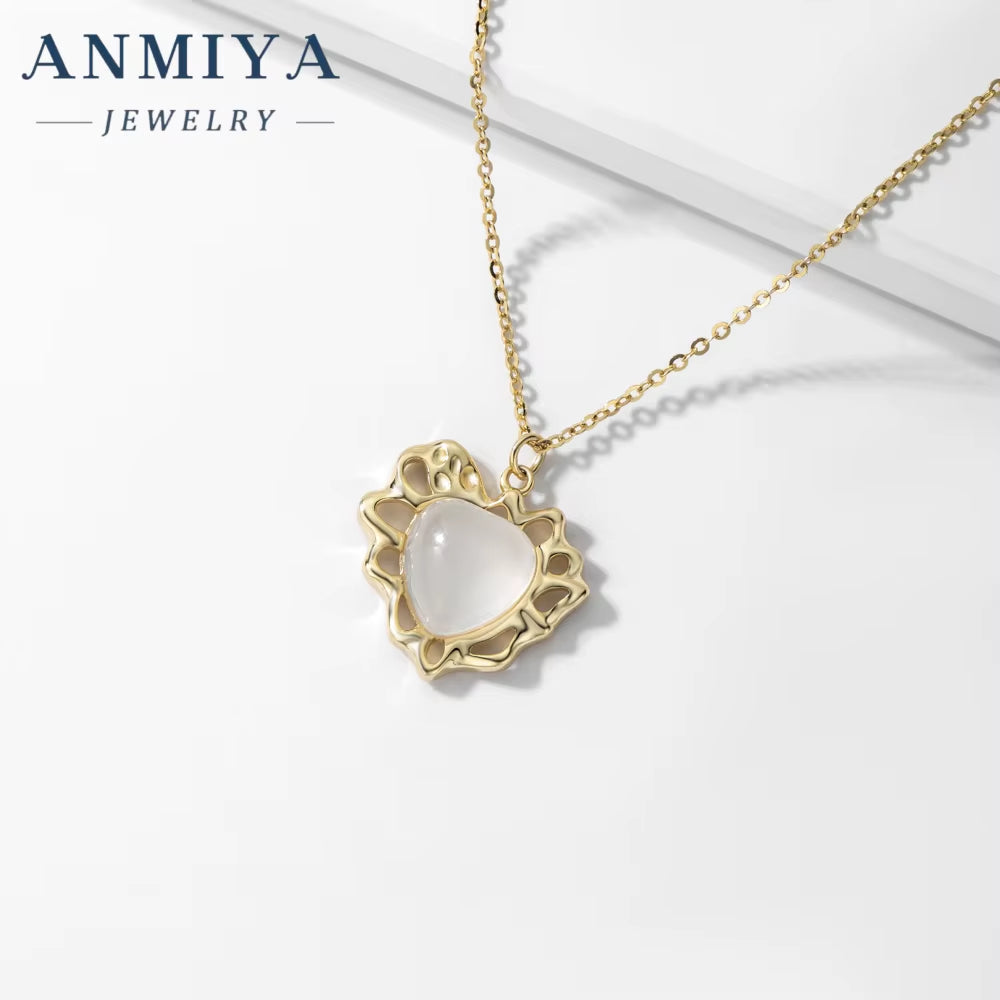 Custom Design Jewellery 925 Sterling Silver Jewelry Heart Cz Pendant Soul Mate Chalcedony Women Necklace