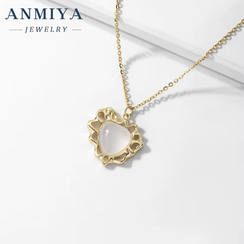 Custom Design Jewellery 925 Sterling Silver Jewelry Heart Cz Pendant Soul Mate Chalcedony Women Necklace