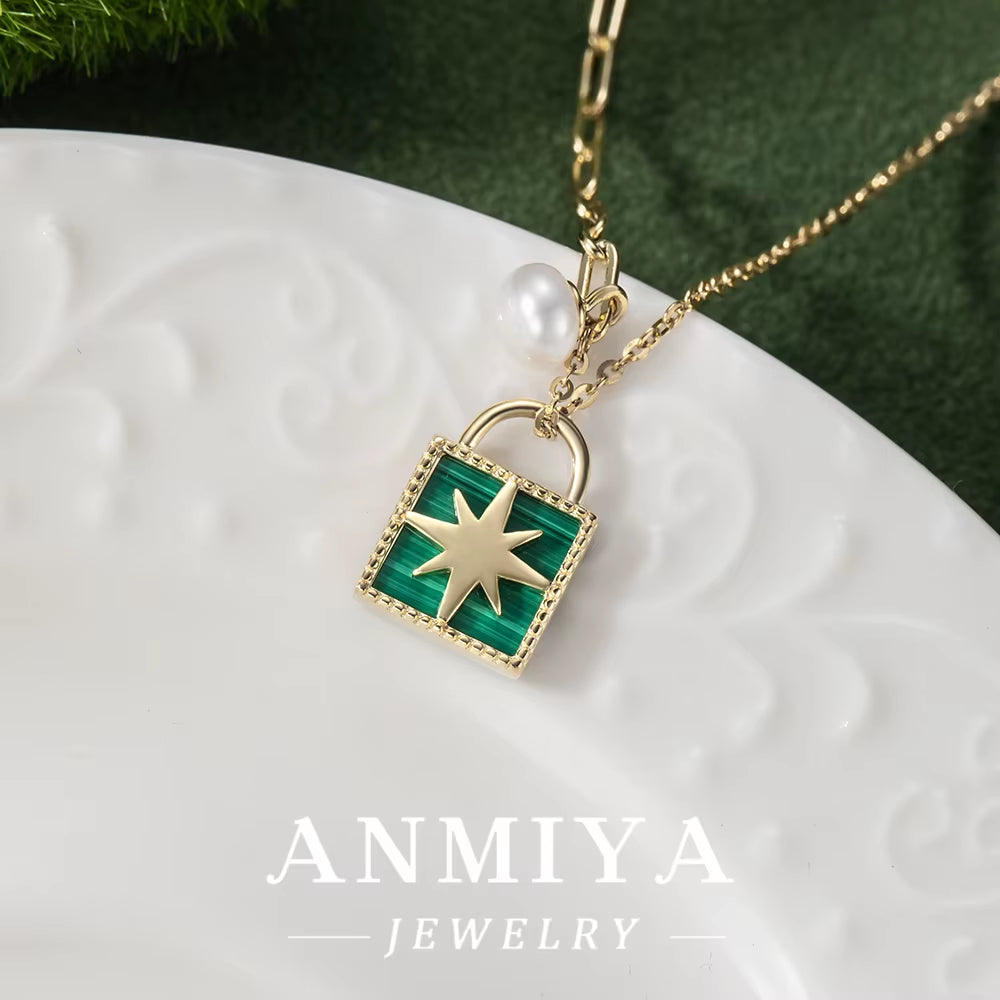 Malachite Gemstone 925 Necklace, a Piece of Silver Jewelry for Your Unique Style"