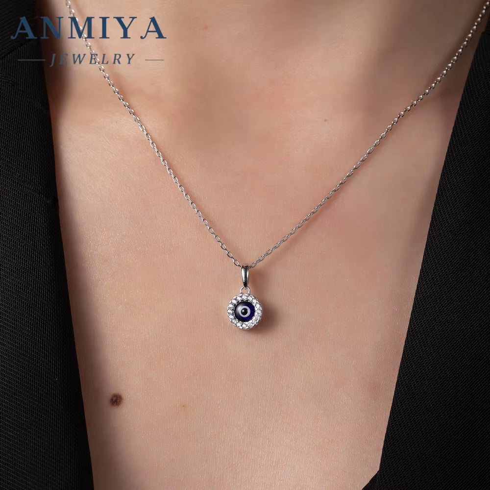 Fashion 925 Sterling Silver Eye Necklace Lucky Protection Necklace for Women Men Bestfriend