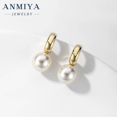 Ins Style Newest 10Mm 925 Silver Pearl Hoop Earring Antiallergic S925 Sterling Silver Freshwater Pearl Stud Earring