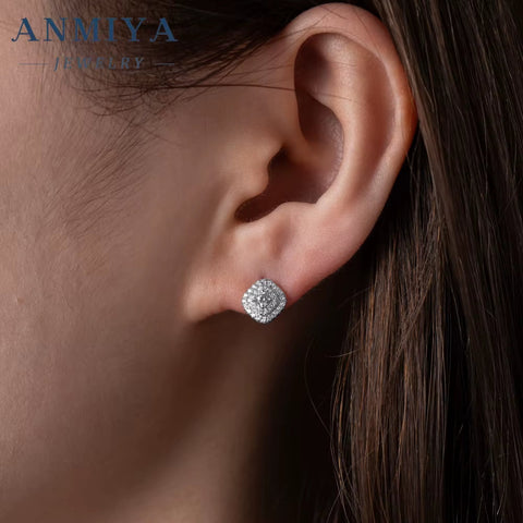 2024 New Fashion Prom Earrings Shiny Geometry Rhombus Earrings Rhinestone Stud Earrings for Women