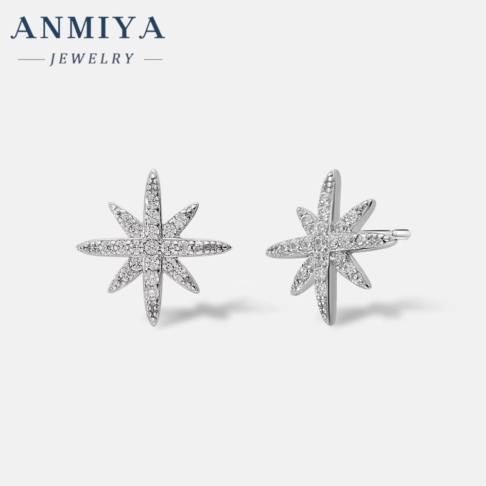 Manufacturer Female Earrings Octagram 925 Silver Classic Vintage Piercing Simple Earrings